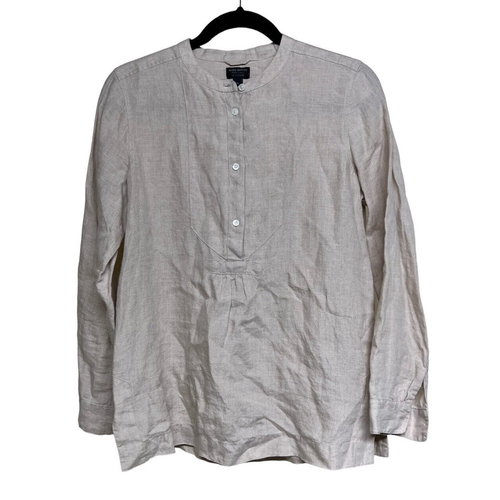 J.Crew Baird McNutt Linen Tunic‎ Style Long Sleeve Shirt Beige Women’s Size 4